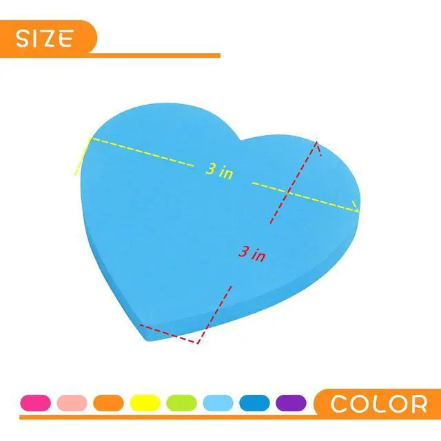 Alt view image 3 of 7 - Heart Shape Sticky Notes 3x3 in 8 Color Bright Colorful Sticky Pad