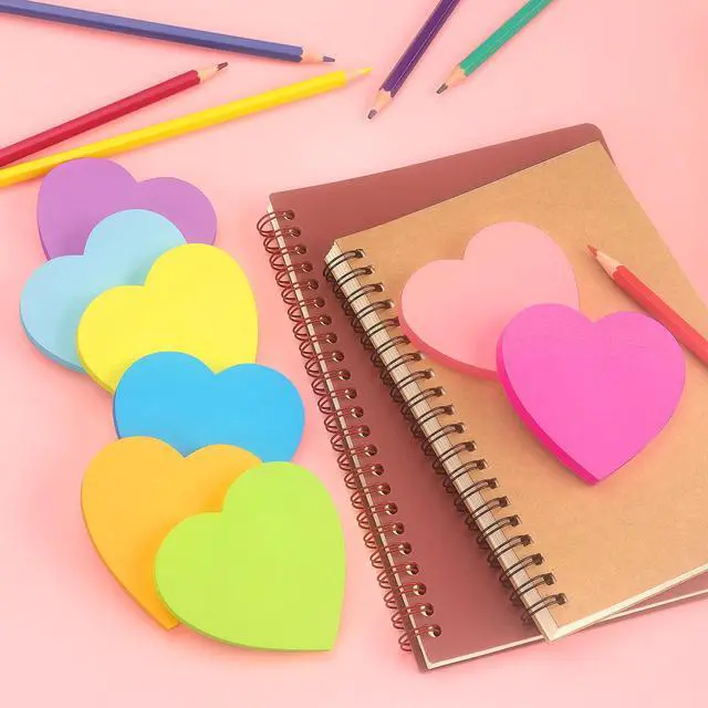 Alt view image 7 of 7 - Heart Shape Sticky Notes 3x3 in 8 Color Bright Colorful Sticky Pad