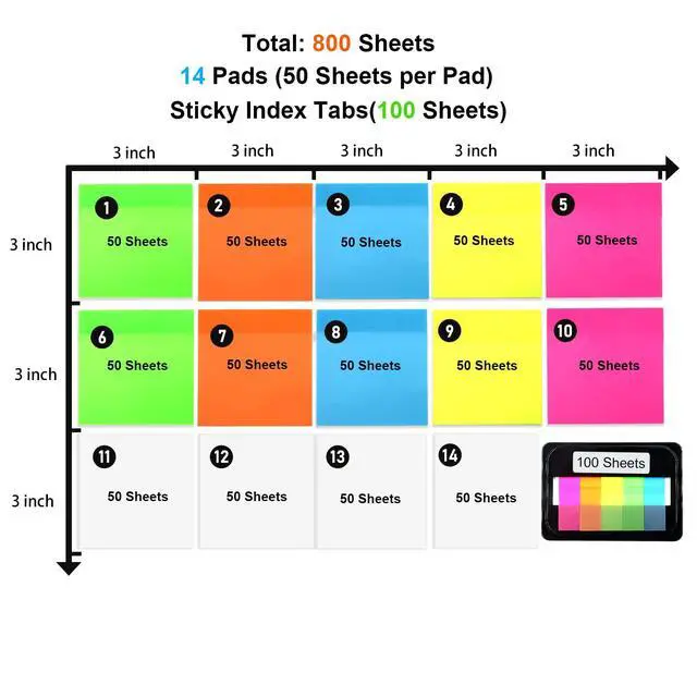 Alt view image 2 of 7 - Sheets Transparent Sticky Notes 3" X 3" for School Office Supplies