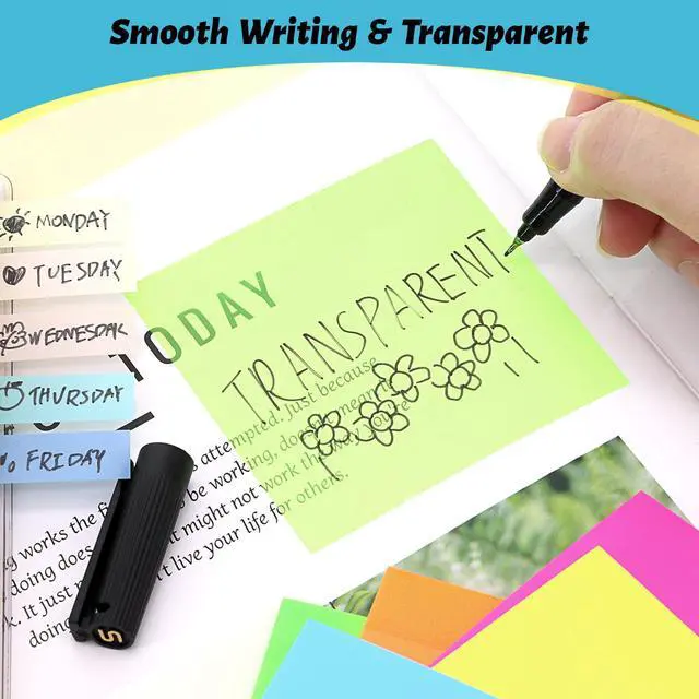 Alt view image 4 of 7 - Sheets Transparent Sticky Notes 3" X 3" for School Office Supplies
