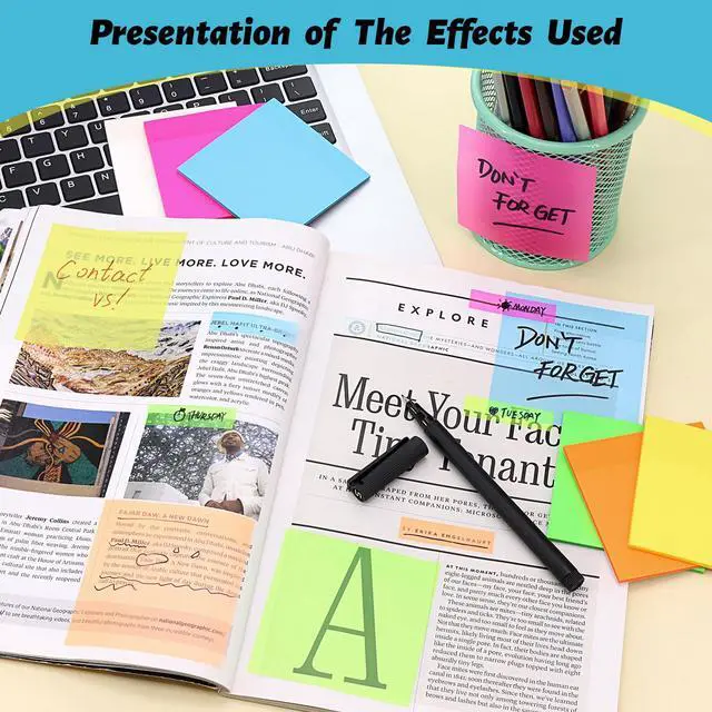 Alt view image 6 of 7 - Sheets Transparent Sticky Notes 3" X 3" for School Office Supplies