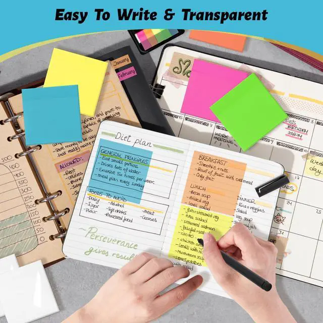 Alt view image 7 of 7 - Sheets Transparent Sticky Notes 3" X 3" for School Office Supplies