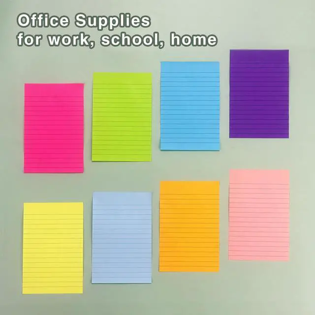 Alt view image 7 of 7 - Lined Sticky Notes 4x6 in, 8 Bright Multicolors, 35 Sheets/Pad