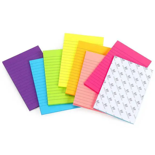 Alt view image 6 of 7 - Lined Sticky Notes 4x6 in, 8 Bright Multicolors, 35 Sheets/Pad