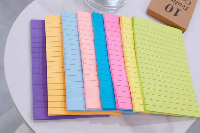 Alt view image 5 of 7 - Lined Sticky Notes 4x6 in, 8 Bright Colors, Self-Stick Note Pads, Super Sticky, 40 Sheets/Pad, for Office, Home & School