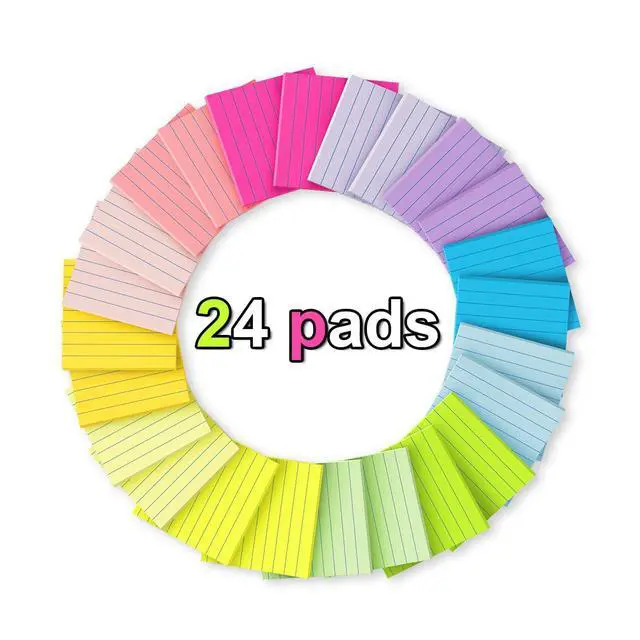 Alt view image 2 of 7 - Lined Sticky Notes 3x3 in,Bright Notepads with Lines