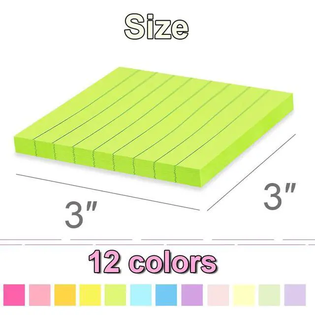 Alt view image 3 of 7 - Lined Sticky Notes 3x3 in,Bright Notepads with Lines