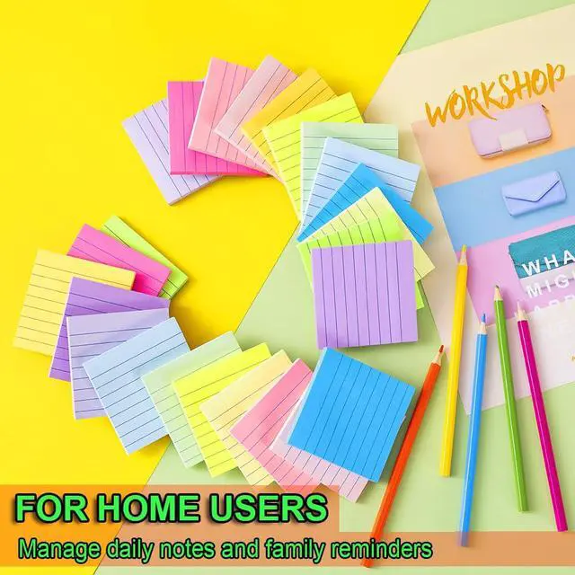 Alt view image 5 of 7 - Lined Sticky Notes 3x3 in,Bright Notepads with Lines