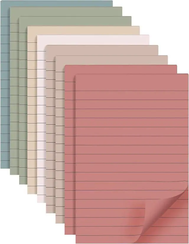 Main image of Lined Sticky Notes 4x6 in Post, Vintage Colors Self Pad Its, Super Sticking Power Memo Pads Its, 40 Sheets/pad