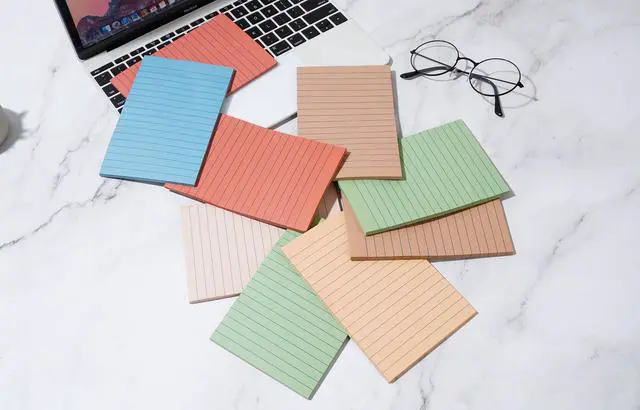 Alt view image 5 of 7 - Lined Sticky Notes 4x6 in Post, Vintage Colors Self Pad Its, Super Sticking Power Memo Pads Its, 40 Sheets/pad