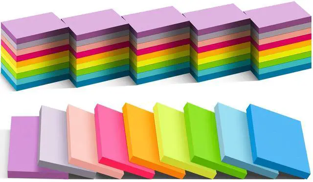 Main image of Mini Sticky Notes 1.5x2 in, 9 Colors Bright Strong Adhesive Post, Suitable for School, Home, Office, Clean Removal