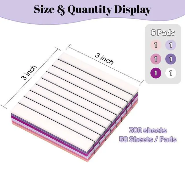 Alt view image 2 of 7 - Transparent Sticky Notes Lined 300 Sheets 3"X3" Purple PET Material