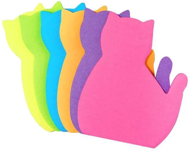 Main image of Cute Cat Sticky Notes, 6Pack 6 Bright Color Kawaii Sticky Notes for Cats Lover (6 Colors Shape 1)