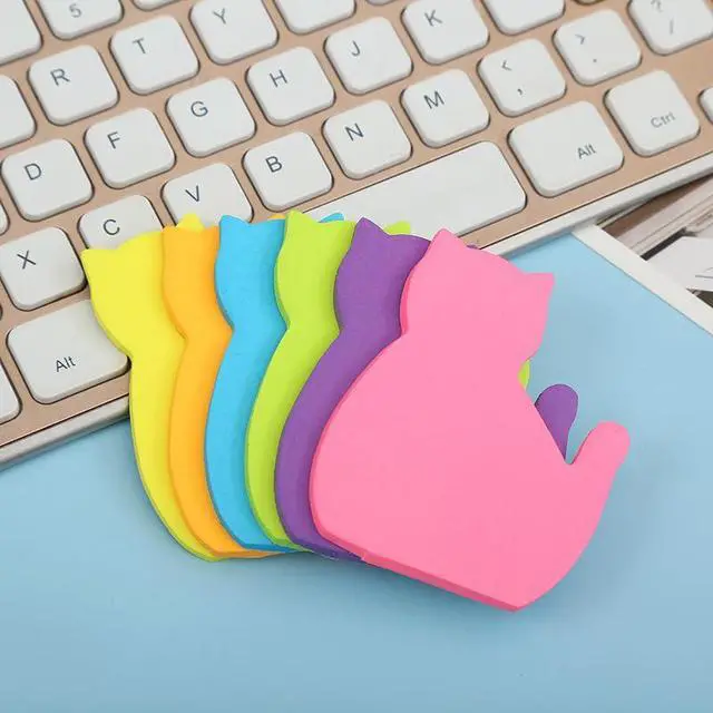 Alt view image 2 of 4 - Cute Cat Sticky Notes, 6Pack 6 Bright Color Kawaii Sticky Notes for Cats Lover (6 Colors Shape 1)
