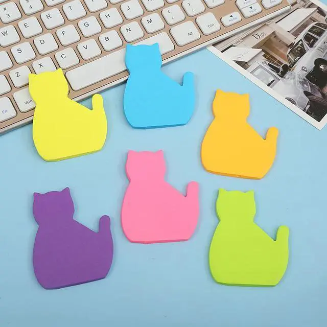 Alt view image 3 of 4 - Cute Cat Sticky Notes, 6Pack 6 Bright Color Kawaii Sticky Notes for Cats Lover (6 Colors Shape 1)