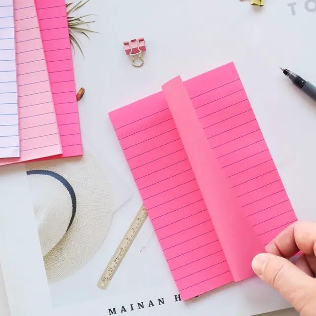 Alt view image 4 of 6 - 9 Pack Lined Sticky Notes 4X6 in Post Sticky Notes with Lines, Large Ruled Post Sticky Colorful Super Sticking Power Memo Pads Strong Adhesive (Pink Themed)
