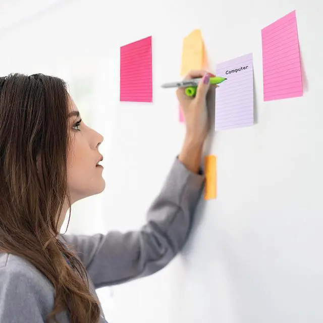 Alt view image 5 of 6 - 9 Pack Lined Sticky Notes 4X6 in Post Sticky Notes with Lines, Large Ruled Post Sticky Colorful Super Sticking Power Memo Pads Strong Adhesive (Pink Themed)
