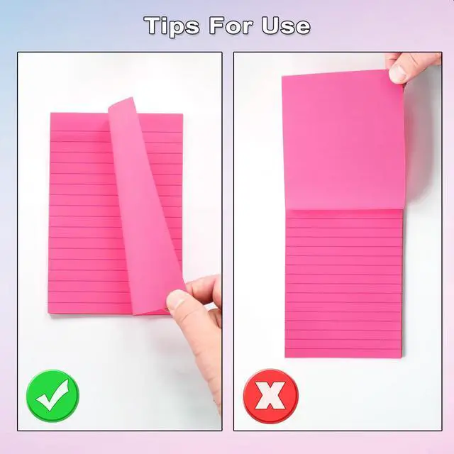 Alt view image 6 of 6 - 9 Pack Lined Sticky Notes 4X6 in Post Sticky Notes with Lines, Large Ruled Post Sticky Colorful Super Sticking Power Memo Pads Strong Adhesive (Pink Themed)