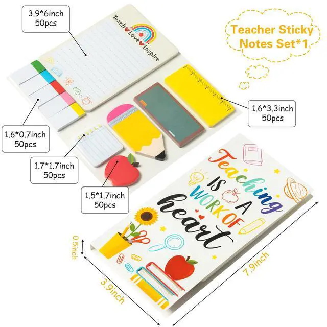 Alt view image 2 of 6 - Teaching is A Work of Heart Sticky Notes Set Back to School Supplies