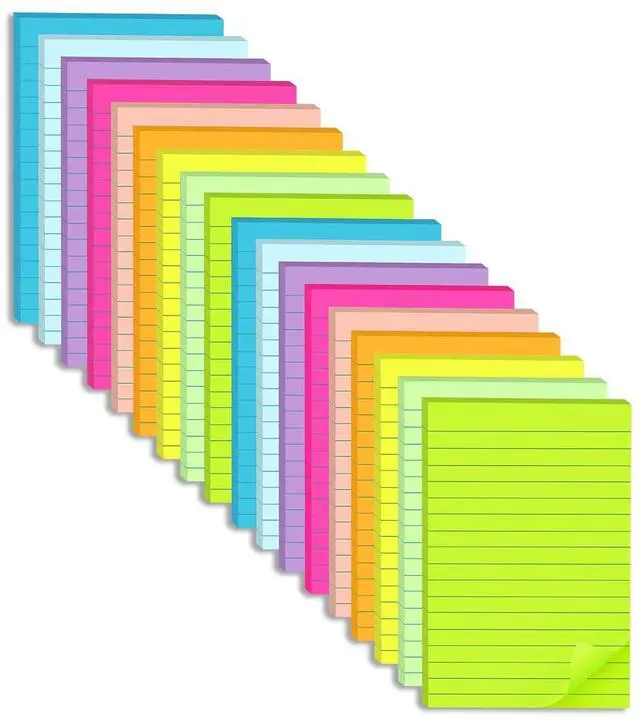 Main image of Lined Sticky Notes 4x6 in,Bright Large Notepads with Lines