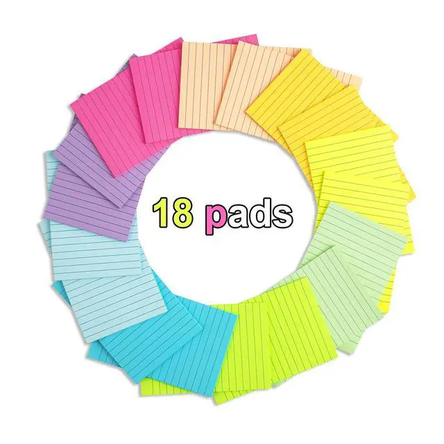 Alt view image 2 of 7 - Lined Sticky Notes 4x6 in,Bright Large Notepads with Lines