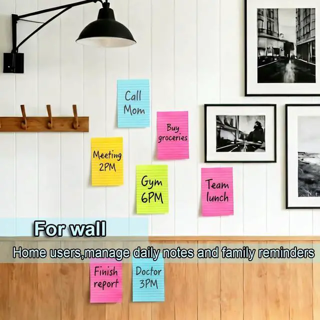 Alt view image 7 of 7 - Lined Sticky Notes 4x6 in,Bright Large Notepads with Lines