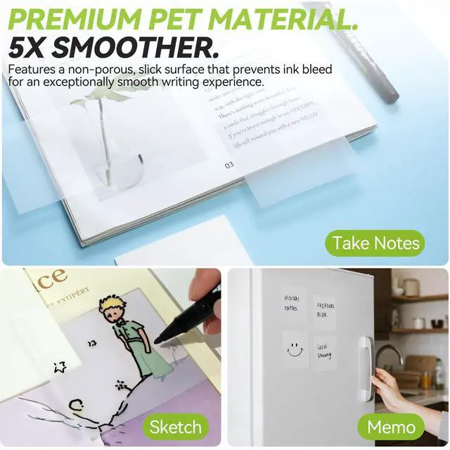Alt view image 3 of 7 - Transparent Sticky Notes with Index Tab, 400 Sheets, 3x3 Inch