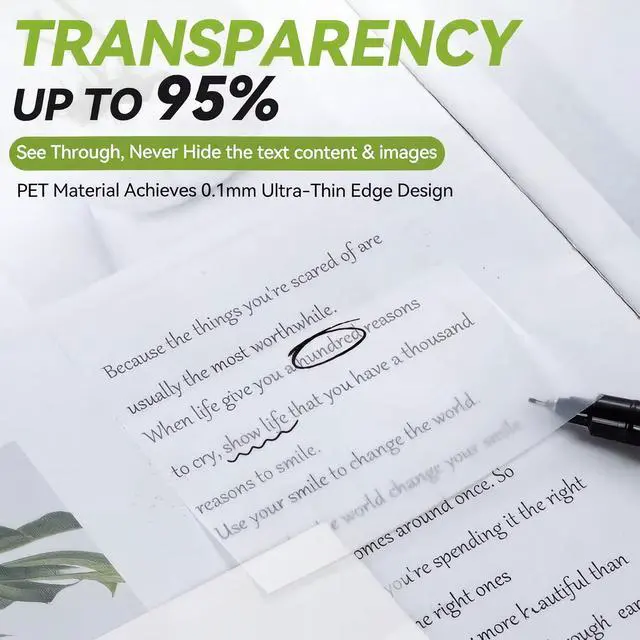 Alt view image 2 of 7 - Transparent Sticky Notes with Index Tab, 400 Sheets, 3x3 Inch