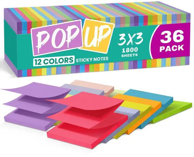 Main image of Pop Up Sticky Notes, 3x3 Inches, Accordion Self-Stick Notes