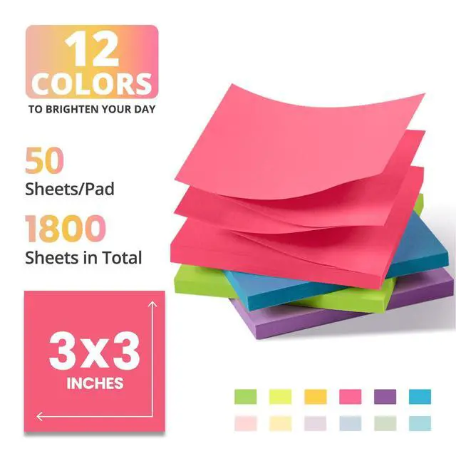 Alt view image 2 of 7 - Pop Up Sticky Notes, 3x3 Inches, Accordion Self-Stick Notes