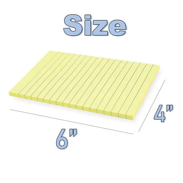 Alt view image 3 of 7 - Lined Sticky Notes 4x6 in,Yellow Large Notepads with Lines