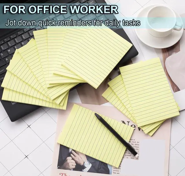 Alt view image 7 of 7 - Lined Sticky Notes 4x6 in,Yellow Large Notepads with Lines