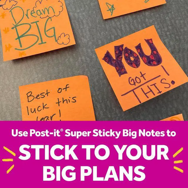 Alt view image 5 of 7 - Super Sticky Big Notes, 6 in. x 6 in., Extra Large Sticky Notes Washed Denim, 2 Pads, 60 Sheets Total, Great for Vision Boards, Creative Projects, Study Spaces, Group Brainstorming, and More