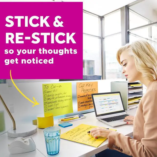 Alt view image 7 of 7 - Super Sticky Big Notes, 6 in. x 6 in., Extra Large Sticky Notes Washed Denim, 2 Pads, 60 Sheets Total, Great for Vision Boards, Creative Projects, Study Spaces, Group Brainstorming, and More