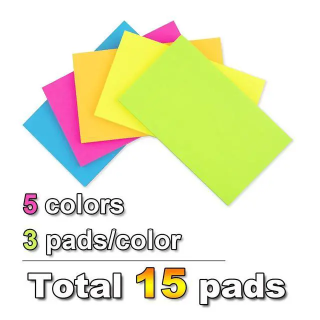 Alt view image 2 of 7 - Sticky Notes 3x5 in,Bright Notepads,Stickies,Memo