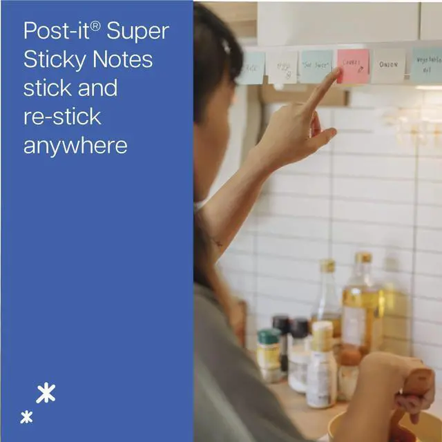 Alt view image 3 of 7 - Super Sticky Notes, 3 x 3 in, Multicolor, 3 Pack