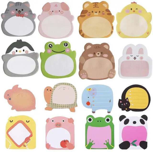 Main image of 32 Pads Cute Sticky Notes, Animal Sticky Notes Self Adhesive Cartoon Notes Memo Pads Notes Page School Tab for School Office Supplies