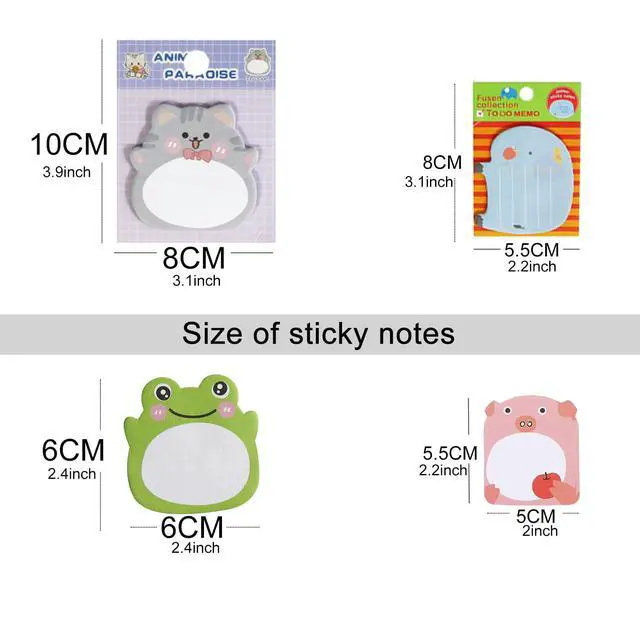 Alt view image 2 of 7 - 32 Pads Cute Sticky Notes, Animal Sticky Notes Self Adhesive Cartoon Notes Memo Pads Notes Page School Tab for School Office Supplies