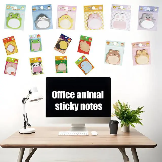 Alt view image 4 of 7 - 32 Pads Cute Sticky Notes, Animal Sticky Notes Self Adhesive Cartoon Notes Memo Pads Notes Page School Tab for School Office Supplies