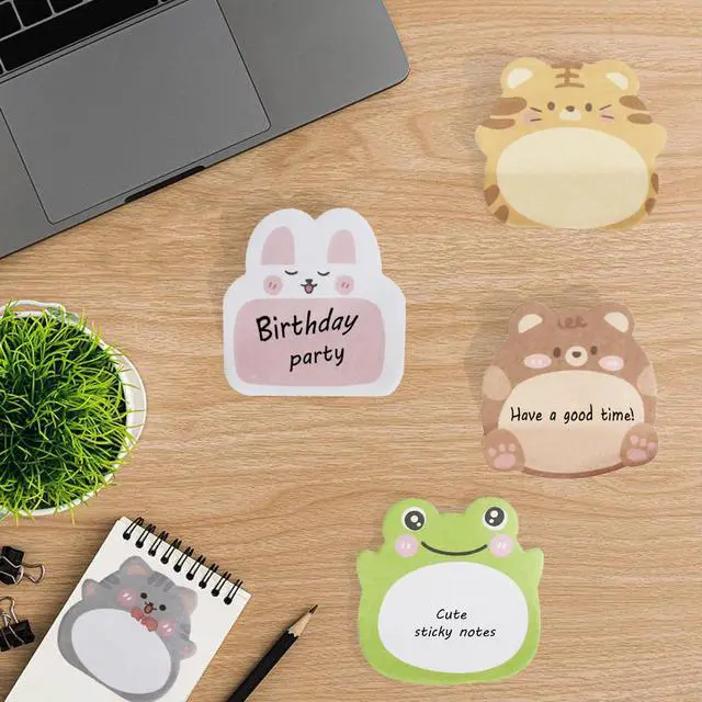 Alt view image 5 of 7 - 32 Pads Cute Sticky Notes, Animal Sticky Notes Self Adhesive Cartoon Notes Memo Pads Notes Page School Tab for School Office Supplies