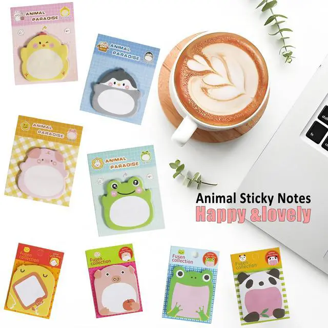 Alt view image 6 of 7 - 32 Pads Cute Sticky Notes, Animal Sticky Notes Self Adhesive Cartoon Notes Memo Pads Notes Page School Tab for School Office Supplies