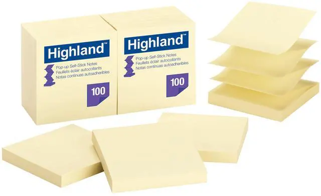 Main image of Pop-up Notes, 3 in x 3 in, Yellow, 12 Pads/Pack