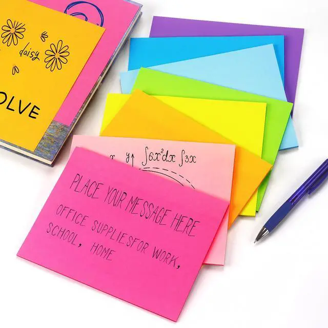 Alt view image 7 of 7 - Sticky Notes 8x6 inch, 8 Pads, Bright Colors Self-Stick Pads, 280 Sheets
