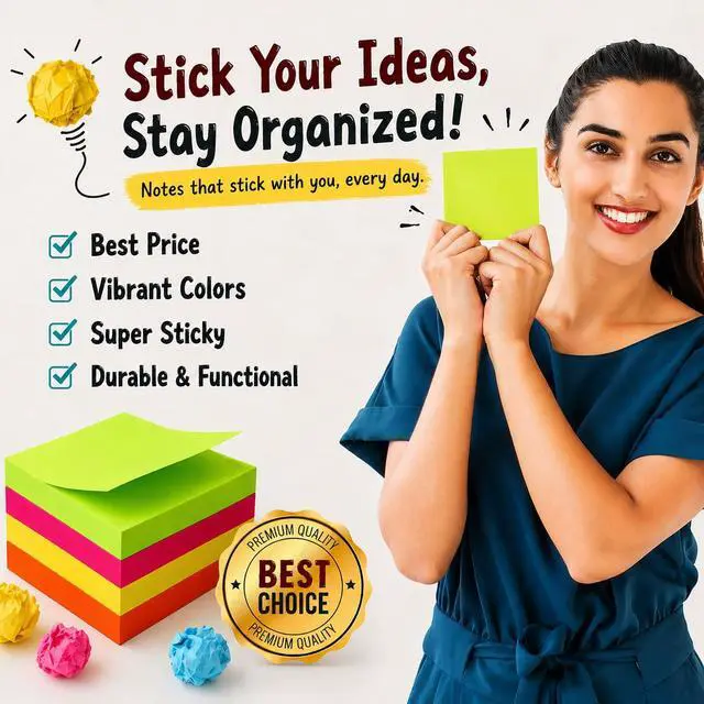 Alt view image 4 of 7 - Sticky Notes 3x3, 24 Pads/2400 Sheets, Strong Self-Adhesive Note Pads
