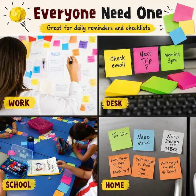 Alt view image 6 of 7 - Sticky Notes 3x3, 24 Pads/2400 Sheets, Strong Self-Adhesive Note Pads