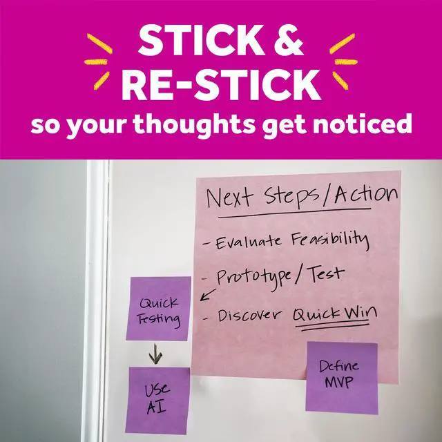 Alt view image 7 of 7 - Super Sticky Big Notes, 8 in. x 8 in., Extra Large Sticky Notes in Fresh Mint, 2 Pads, 60 Sheets Total, Great for Vision Boards, Creative Projects, Study Spaces, Group Brainstorming, and More