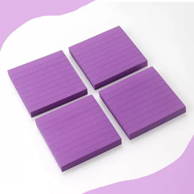 Alt view image 3 of 7 - Lined Sticky Notes 3x3 in, Self-Adhesive, 4 Pads, 90 Sheets Each(Purple)
