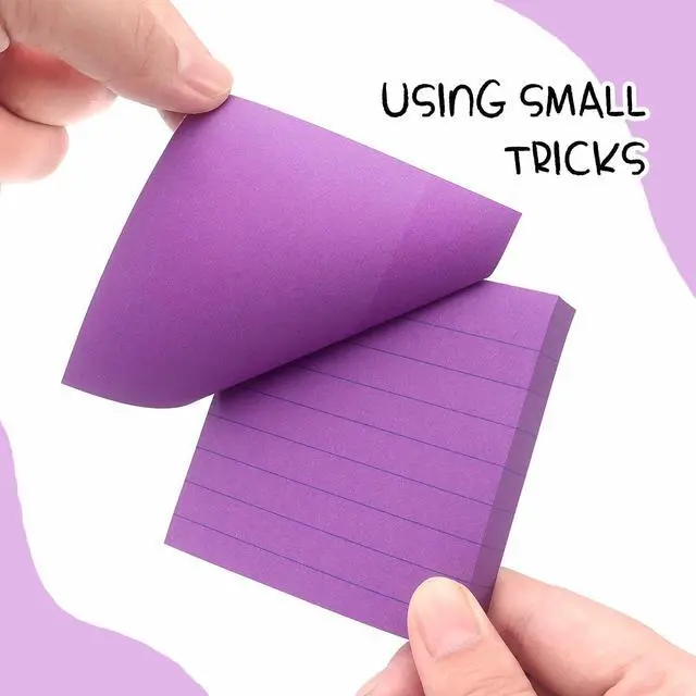 Alt view image 4 of 7 - Lined Sticky Notes 3x3 in, Self-Adhesive, 4 Pads, 90 Sheets Each(Purple)