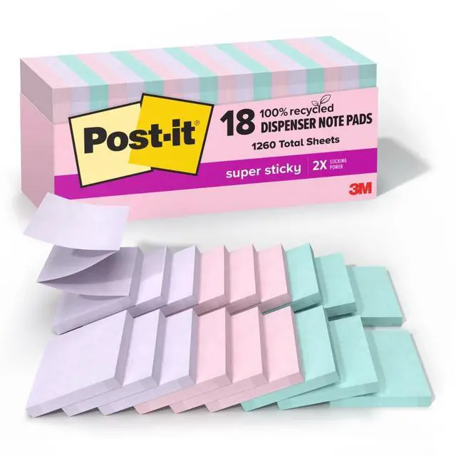 Main image of Recycled Super Sticky Notes, 3 x 3 in, Oasis, 5 Pads