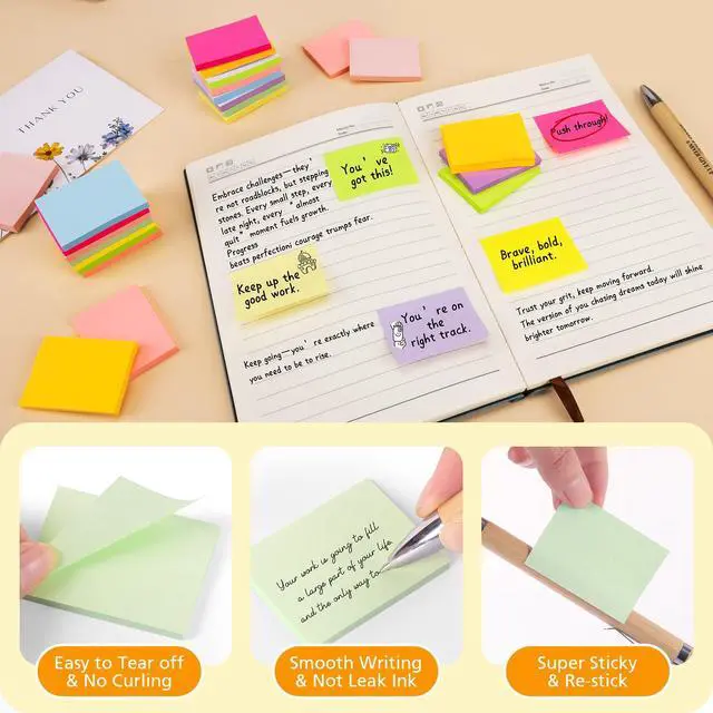 Alt view image 4 of 7 - Sticky Notes 1.5x2 in, 12 Bright Colors Self-Stick Note Pads